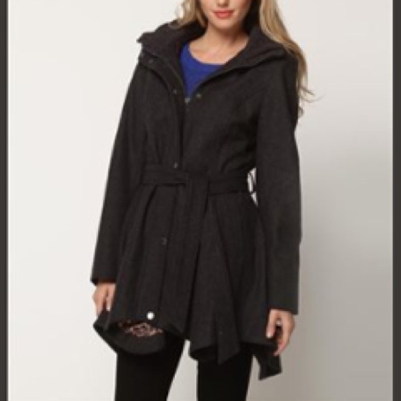 ⭕n Hold Betsey Johnson Hooded Wool Coat Charcoal - Picture 1 of 4