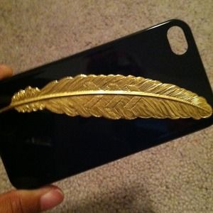 Black &gold iPhone 4/4s case feather