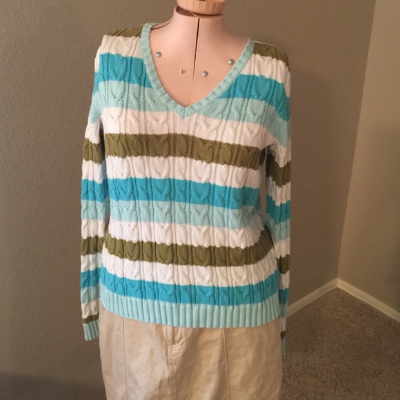 Liz Claiborne Sweaters - Liz Claiborne sweater-blue, green & white stripes
