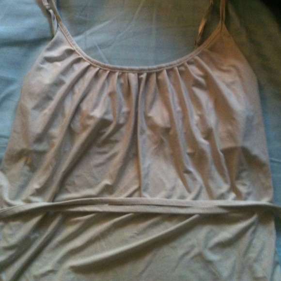 Tan shimmery tank, built in bra w/ tie