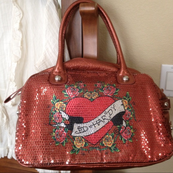 🌸SOLD!🌸 Ed Hardy sequined Bowler bag, NWT