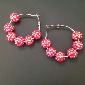 2" fuchsia mini paparazzi hoop earrings
