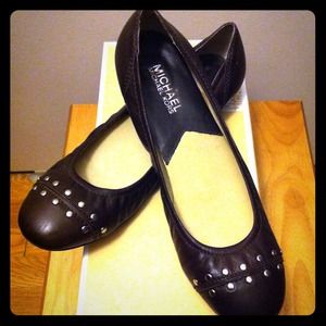 Brown Michael Kors Astor Flat with Studs