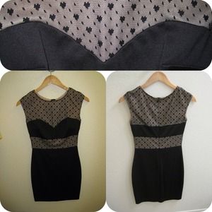 Dresses & Skirts - NEW Little Black Dress with 'Lace Mesh' over Tan Dresses & Skirts - NEW Little Black Dress with 'Lace Mesh' over Tan