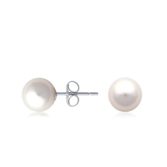 Iridescent High Luster 7mm pearl earrings white