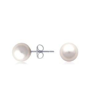 Iridescent High Luster 7mm pearl earrings white