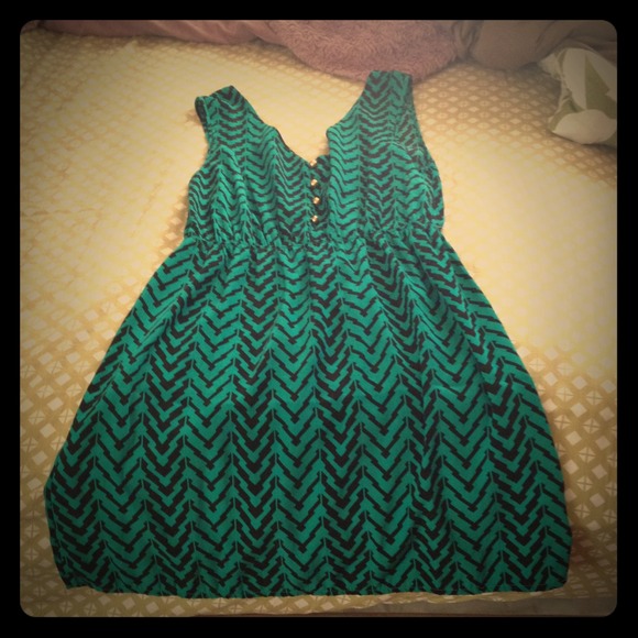 Green and Black Dress