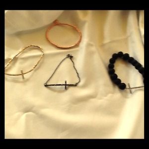 Side cross bead and chain bracelets