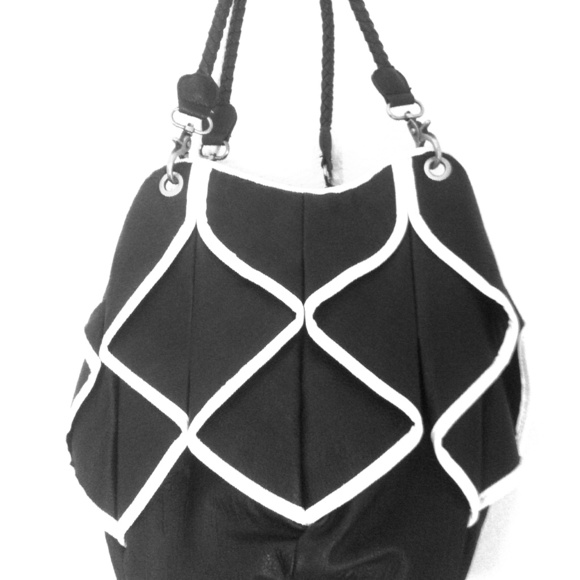 Black & White Pleated Handbag