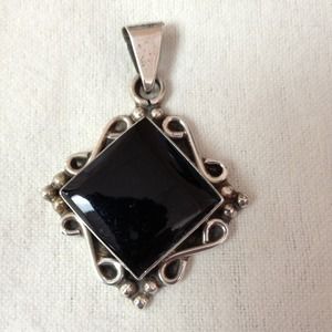 Black Onyx and sterling silver pendant