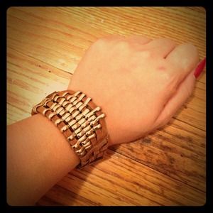 Brown suede bracelet with Gold