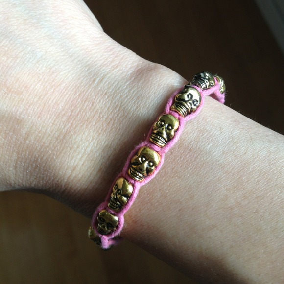 Pink Gold Brass Skull Bracelet