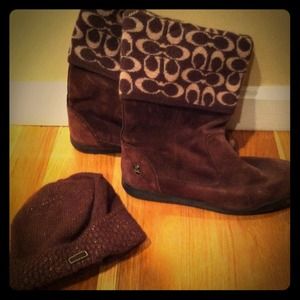 Coach Signature Suede Boots