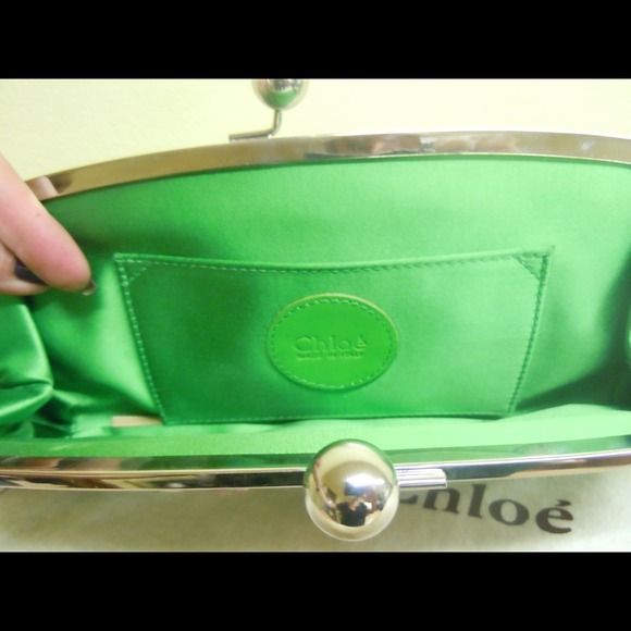 $$SOLD$$! CHLOE Stone Adorned Green Satin Clutch - Picture 5 of 5