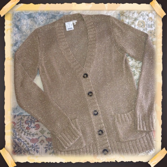 🔒SOLD🔒Metallic Gold J Crew Cardi NWT