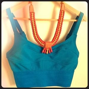 NWT Aqua Corset Crop