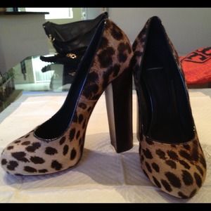 Brian Atwood WOW!! Pony hair Leopard print heels
