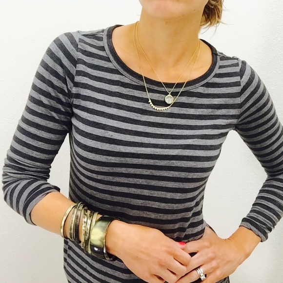 Banana Republic Tops - Banana republic grey and black stripe top
