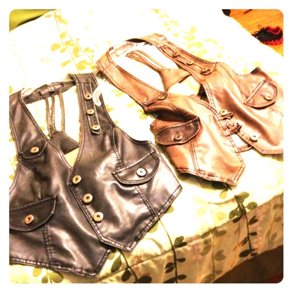 Faux leather vests