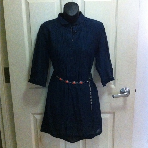 Rag&bone Slightly sheer navy shirt dress
