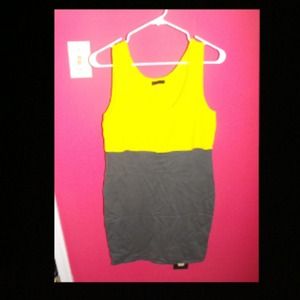 Sofia Vergara Color Block Yellow and Gray Dress