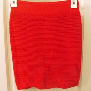 Red Textured Stretch 21 Skirt