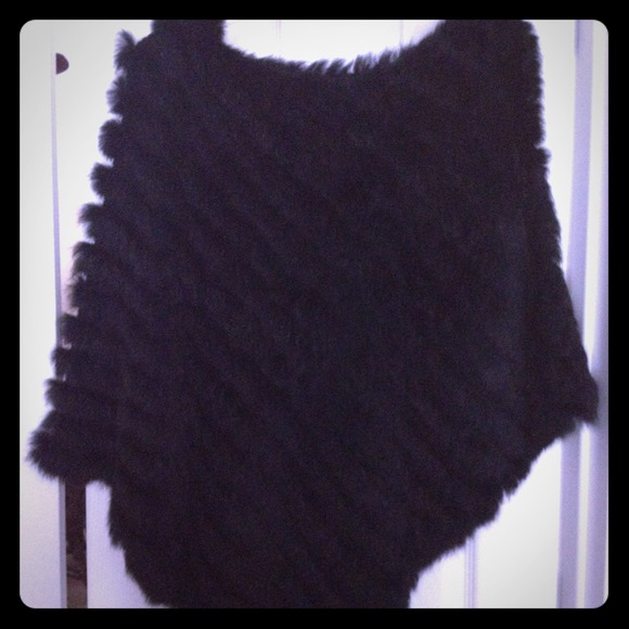 Black fur poncho