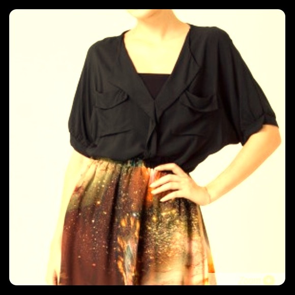 Black "Artist" blouse & green blouse