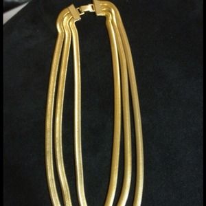 Vintage Golden Filled Herring Bone Necklace 3Chain