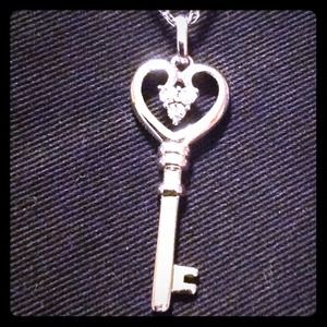 Silver Crystal Key Pendant Necklace 925