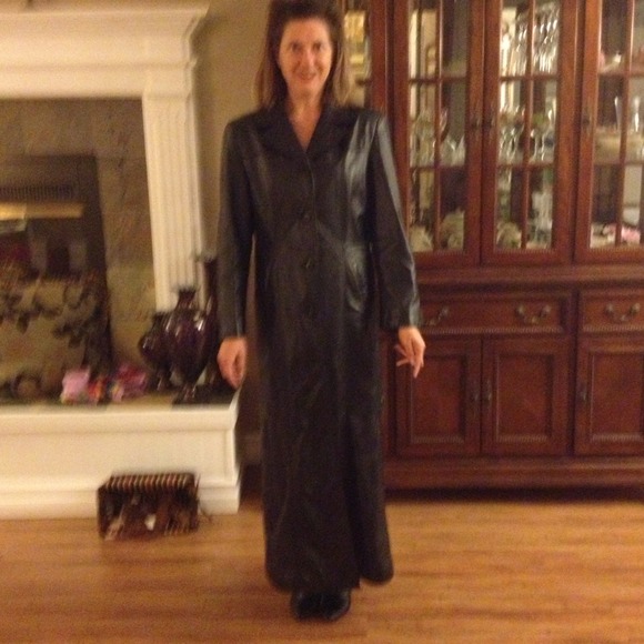 ON HOLD -Genuine Full Length Black Leather Coat