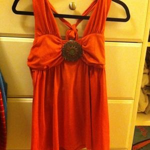 Rust color tie halter with metal embellishment