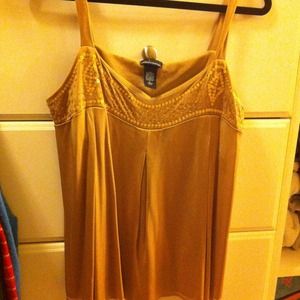 Gold beaded tank with shelf bra