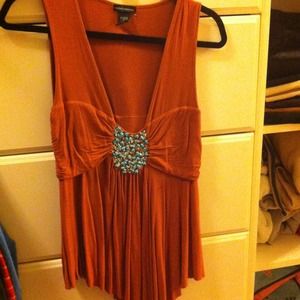 Asymmetrical stone embellished top