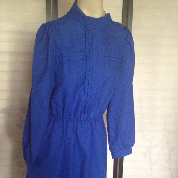 Dresses & Skirts - Vintage Blue Pleated Button Long Dress