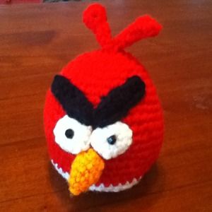 Hand crocheted angry bird