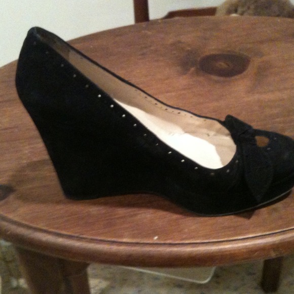christian louboutin black velvet wedges