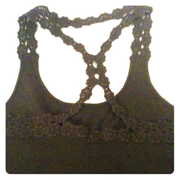 Brown, crochet strap tank