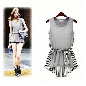 Grey and black blouse