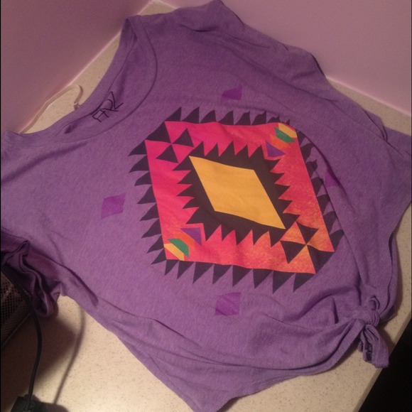purple designed shirt