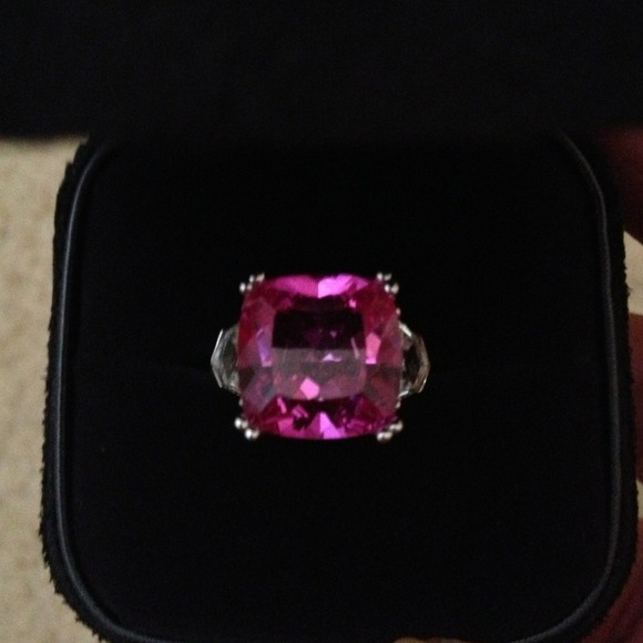 Lab created pink sapphire ring