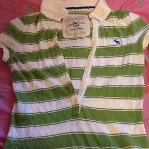 Abercrombie green and white shirt
