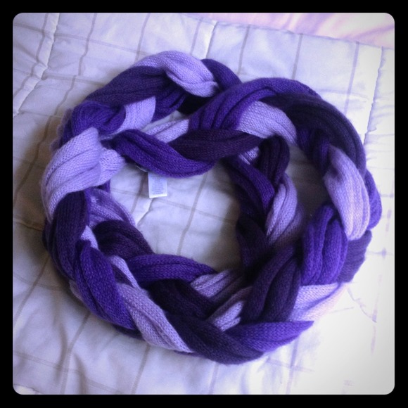 Purple braided infinity scarf