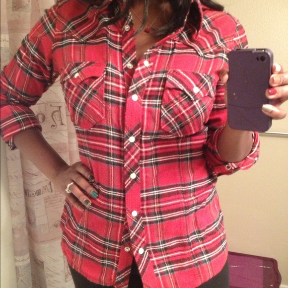 AUTHENTIC True Religion Red Flannel Plaid Shirt!