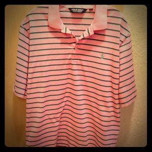 Ralph Lauren Men's Pink Striped Polo Golf- Size L