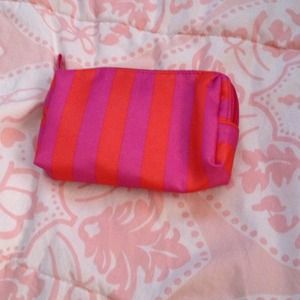 Pink stripped money/makeup bag