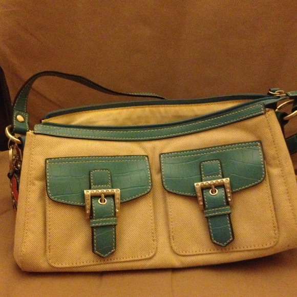 Tan and Aqua purse
