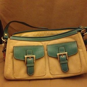 Tan and Aqua purse