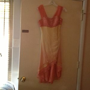 Bedazzled pink and yellow pageant dress