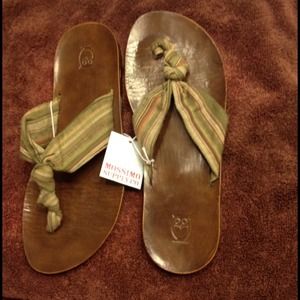 Never Worn sage fabric sandals (new with tags)